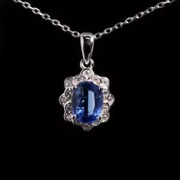 Красивое модное ожерелье с подвеской из натурального синего кианита, легкие роскошные драгоценные камни, серебряные украшения, подарок на день рождения для женщин и девочек 45cm синий