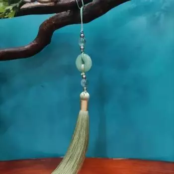 Красивое нефритовое кольцо с кисточками из светло-зеленой полиэфирной нити, кисточки, аксессуары для рукоделия, подвеска для мобильного телефона 12cm светло-зеленый