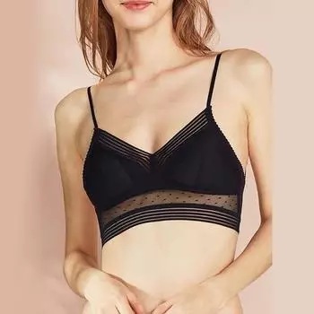 Женский бюстгальтер с прозрачной сеткой и застежкой сзади в полоску на тонких бретельках Поддержка груди с подкладкой U-образной спинки Бюстгальтер Внутренняя одежда Одежда S белый
