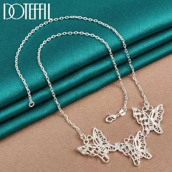 Красивое ожерелье-бабочка серебряного цвета в подарок, модные украшения 45cm
