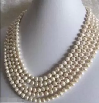 Красивое ожерелье из белого пресноводного культивированного жемчуга диаметром 100 дюймов (7–8 мм)
