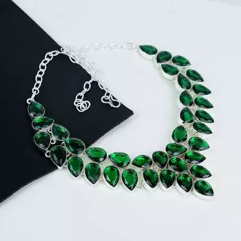 Красивое ожерелье из драгоценных камней перидот ручной работы из стерлингового серебра 925 пробы, серебряное ожерелье с перидотом для жены, ожерелье унисекс, праздничный наряд в подарок 20 зелёный