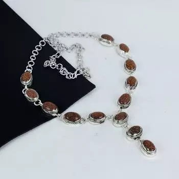 Красивое ожерелье из драгоценных камней Sunstone ручной работы из стерлингового серебра 925 пробы, серебряное ожерелье Sunstone для жены, ожерелье унисекс, подарок из ваты 20 красный