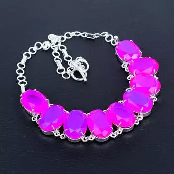 Красивое ожерелье из розового топаза ручной работы из стерлингового серебра 925 пробы, ожерелье из розового топаза для жены, ожерелье унисекс, праздничный наряд в подарок 20 розовый