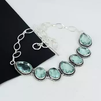 Красивое ожерелье из серебра 925 пробы с драгоценными камнями Aquamarline, ожерелье из серебра Aquamarline для жены, ожерелье унисекс, подарок на день рождения 20 синий