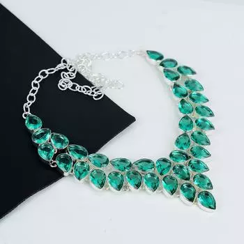 Красивое ожерелье из серебра 925 пробы с драгоценными камнями Aqua Apatite, серебряное ожерелье Aqua Apatite для жены, ожерелье унисекс, подарок на вечеринку 20 зелёный