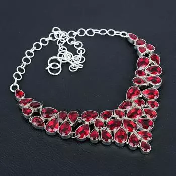 Красивое ожерелье из серебра 925 пробы с драгоценными камнями красного граната, ожерелье из серебра красного граната для жены, ожерелье унисекс в подарок для любимой 20 красный
