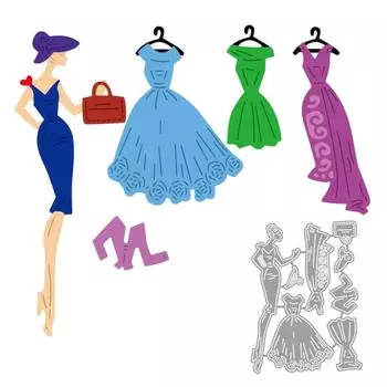 Красивое платье, металлические штампы, трафарет для скрапбукинга, высечки, тиснение карт, сделай сам, шаблон для фотоальбома, украшение формы 1