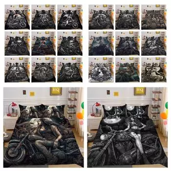 Красивое покрывало с принтом черепа, двойной размер, постельное белье из микрофибры, крутой модный комплект пододеяльников для подростков UK Single 135x200cm