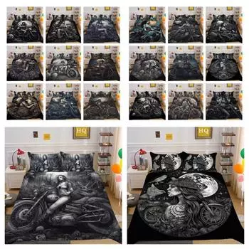 Красивое постельное белье с принтом черепа, костюм, модное домашнее постельное белье, королевский размер, крутой пододеяльник для мужчин и мальчиков, украшение для спальни UK Single 135x200cm