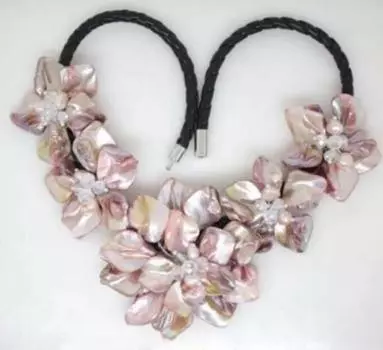 Красивое розовое жемчужное ожерелье с подвеской в виде хрустального жемчужного цветка