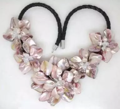 Красивое розовое жемчужное ожерелье с подвеской в виде хрустального жемчужного цветка