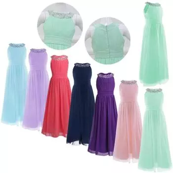 Красивое шифоновое платье длиной до пола без рукавов с высокой талией для свадебной вечеринки, вечернее танцевальное платье 3-4 Years лавандовый