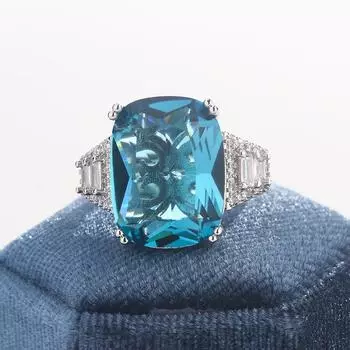 Красивое синее кольцо с полным цирконием для женщин, высококачественное блестящее синее кольцо AAAA, подарок на годовщину, не выцветает, регулируемое ювелирное изделие resizable синий