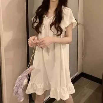 Красивое сплошное цветное повседневное платье с короткими рукавами, чистое женское летнее платье, женская одежда L белый