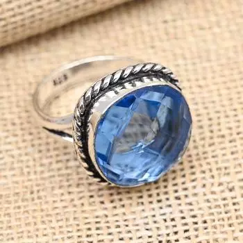 Красивое ювелирное кольцо ручной работы из стерлингового серебра 925 пробы с танзанитом 4 синий