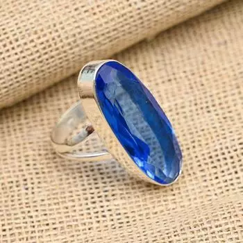 Красивое ювелирное кольцо ручной работы из стерлингового серебра 925 пробы с драгоценным камнем танзанит для нее 4 синий