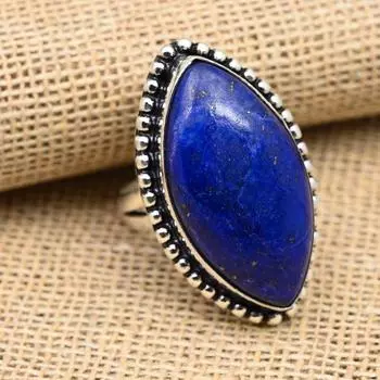 Красивое ювелирное кольцо ручной работы из стерлингового серебра 925 пробы с лазуритом и драгоценным камнем 4 синий