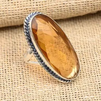 Красивое ювелирное кольцо ручной работы из твердого серебра 925 пробы с морганитом и драгоценным камнем 4 оранжевый