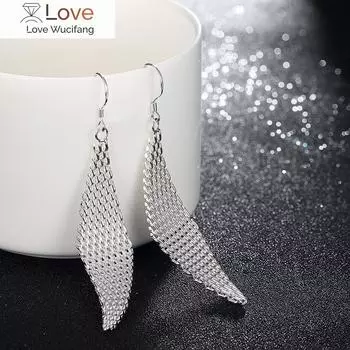 Красивые 925 пробы серебряные подвески плетеные сетчатые серьги для женщин модные креативные праздничные подарки классические вечерние свадебные украшения