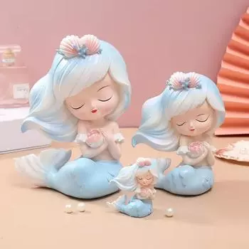 Красивые аниме-автомобильные аксессуары в стиле русалки из смолы, нежные и мягкие фигурки русалок, украшение для аквариума, украшение для стола и автомобиля фиолетовый