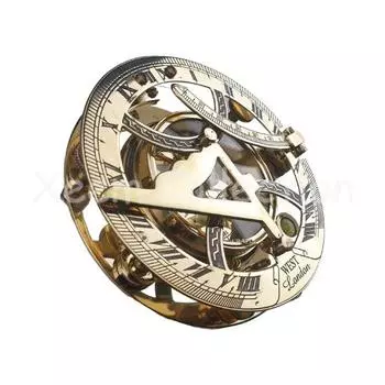 Красивые антикварные солнечные часы с компасом из блестящей латуни ручной работы