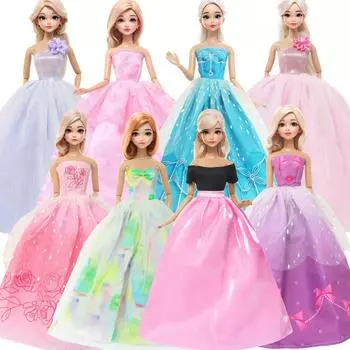 Красивые бальные платья принцессы, вечерние платья для куклы Барби, одежда для свадьбы, наряды невесты (НЕТ КУКЛ)