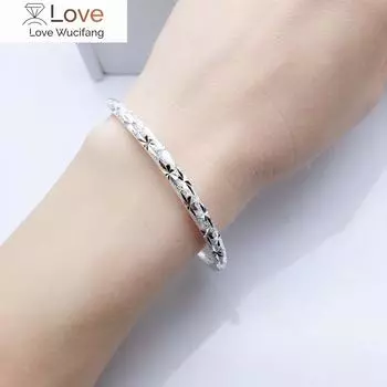 Красивые блестящие браслеты-манжеты из гипсофилы со звездами, браслеты из стерлингового серебра 999 пробы для женщин, модные, изысканные, свадебные, вечерние, подарки, ювелирные изделия