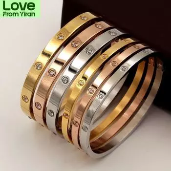 Красивые браслеты для влюбленных, женские браслеты, браслеты из нержавеющей стали и браслеты с кубическим цирконием, золотые женские ювелирные изделия, подарки