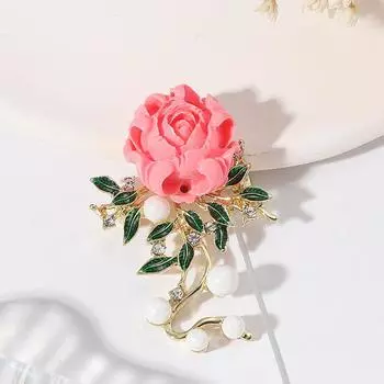 Красивые броши с цветком пиона для женщин, унисекс, розовая смоляная жемчужина, очаровательная брошь с растениями ромашки, вечерние офисные броши, булавки, подарки розовый