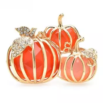 Красивые броши-тыквы для женщин, унисекс, эмаль, стразы, растения для Хэллоуина, брошь-булавка, подарки