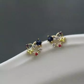 Красивые цветные серьги Touch Love от японских и корейских студентов для женщин, маленькие мини-серьги для женщин