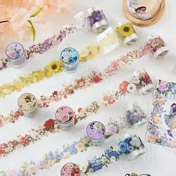 Красивые цветочные наклейки, лента для скрапбукинга, водонепроницаемые наклейки из ПВХ для украшения канцелярских товаров, книг, дневников, iPad, мобильных телефонов, для детей и взрослых