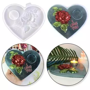 Красивые держатели и форма из смолы для ароматерапии, форма для держателя в виде розового сердца для поделок и домашнего декора