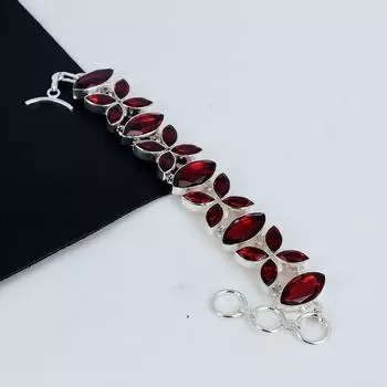 Красивые драгоценные камни красного граната ювелирные изделия ручной работы, браслет из стерлингового серебра 925 пробы, браслет из красного граната для жены, браслет унисекс на вату подарок 8 красный