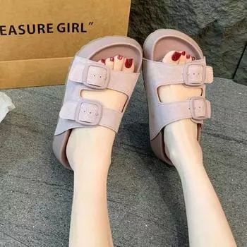 Красивые французские тапочки Boken с толстой подошвой, классные женские летние тапочки, улучшенный смысл 2025, новые туфли для выхода с юбкой 35 жёлтый