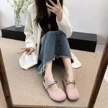 Красивые французские тапочки-мешки на голову, женская летняя одежда 2025 года, новая весенне-летняя обувь для беременных женщин с одной педалью, классные тапочки Muller 35 розовый