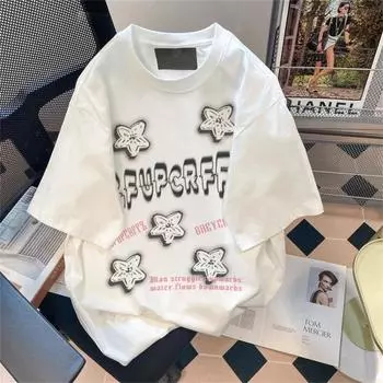 Красивые футболки с цветочным принтом для мужчин и женщин в стиле ретро, летняя модная тенденция, повседневный удобный топ из чистого хлопка для пар, топ с короткими рукавами Harajuku S белый