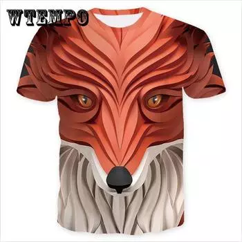Красивые футболки с лисой, мужские летние футболки с 3D принтами, футболки, мужская одежда XXL