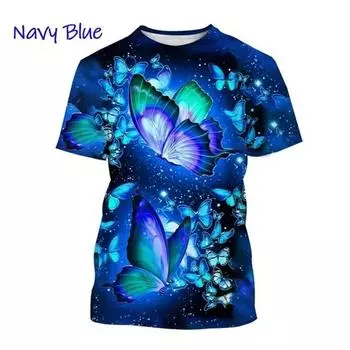 Красивые футболки с принтом бабочек 3D для мужчин и женщин, повседневная мода, футболка с коротким рукавом, свободные футболки Harajuku, топы, детская одежда 5XL