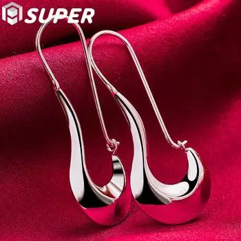 Красивые геометрические серьги для пирсинга из стерлингового серебра 925 пробы, модные свадебные украшения 55mm*22mm