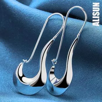 Красивые геометрические серьги для пирсинга из стерлингового серебра 925 пробы, модные свадебные украшения 55mm*22mm