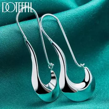 Красивые геометрические серьги из стерлингового серебра 925 пробы. Модные свадебные украшения. 55mm*22mm