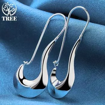 Красивые геометрические серьги из стерлингового серебра 925 пробы, модные ювелирные изделия для подарков и вечеринок 55mm*22mm