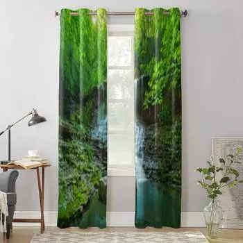 Красивые горные тропические леса водопад оконные шторы для гостиной роскошный декор спальни шторы кухонные оконные занавески 135W x 60H(cm) x1