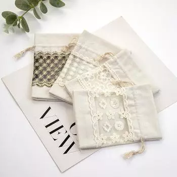 Красивые холщовые сумки на шнурке Прозрачные кружевные сумки для хранения окон Новогодние сумки для конфет Рождественские подарочные сумки