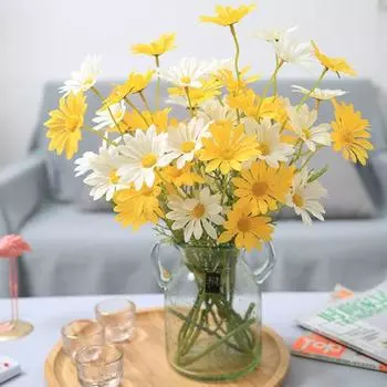 Красивые искусственные растения, устойчивые к ультрафиолетовому излучению, украшение с 5 головками белый