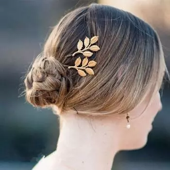 Красивые качественные подарочные листья высокие милые золотые панк-шпильки для волос модные 2 шт. золотой