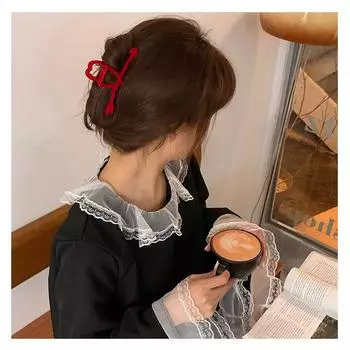 Красивые красные когти для женщин, рождественская тема, красное ворсовое покрытие, зажимы для когтей, головные уборы, женские аксессуары для волос