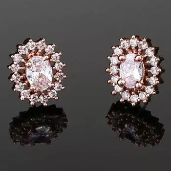 Красивые круглые дизайнерские серьги-гвоздики Estele с покрытием из розового золота для женщин